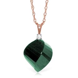 ALARRI 15.3 CTW 14K Solid Rose Gold Necklace Diamond Twisted Briolette Emerald