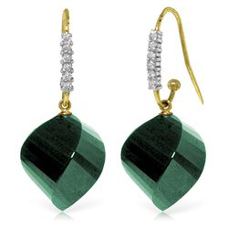 ALARRI 14K Solid Gold Fish Hook Earrings w/ Diamonds & Emeralds