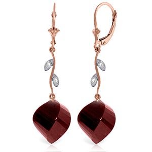 ALARRI 30.52 CTW 14K Solid Rose Gold Diamond Spiral Ruby Earrings