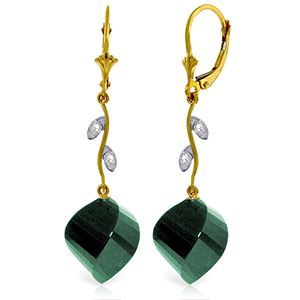 ALARRI 14K Solid Gold Diamonds & Spiral Emeralds Earrings