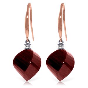 ALARRI 30.6 CTW 14K Solid Rose Gold Single Diamond Ruby Earrings