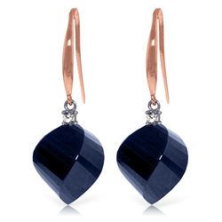 ALARRI 30.6 Carat 14K Solid Rose Gold Single Diamond Sapphire Earrings