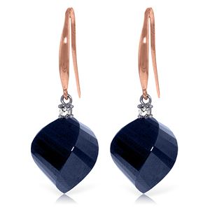 ALARRI 30.6 Carat 14K Solid Rose Gold Single Diamond Sapphire Earrings