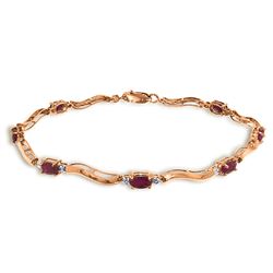 ALARRI 2.01 Carat 14K Solid Rose Gold Tennis Bracelet Diamond Ruby