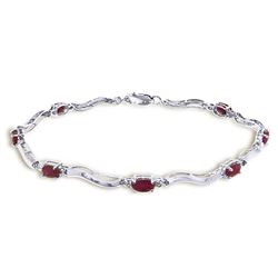 ALARRI 2.01 Carat 14K Solid White Gold Tennis Bracelet Diamond Ruby