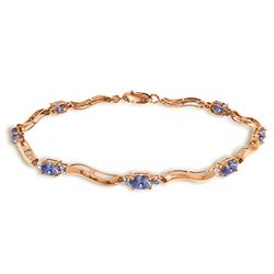 ALARRI 2.01 Carat 14K Solid Rose Gold Tennis Bracelet Diamond Tanzanite