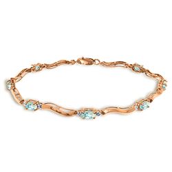 ALARRI 2.01 CTW 14K Solid Rose Gold Tennis Bracelet Diamond Aquamarine