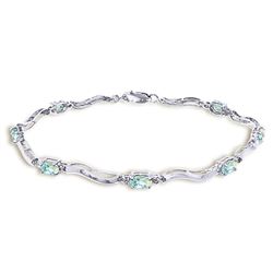 ALARRI 2.01 Carat 14K Solid White Gold Tennis Bracelet Diamond Aquamarine