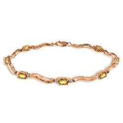 ALARRI 2.01 Carat 14K Solid Rose Gold Tennis Bracelet Diamond Citrine