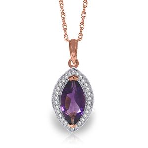 ALARRI 1.8 Carat 14K Solid Rose Gold Hayworth Amethyst Diamond Necklace