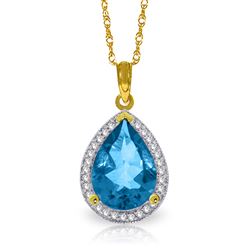 ALARRI 4.66 CTW 14K Solid Gold Lana Blue Topaz Diamond Necklace