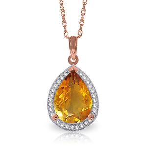 ALARRI 3.66 CTW 14K Solid Rose Gold Lana Citrine Diamond Necklace