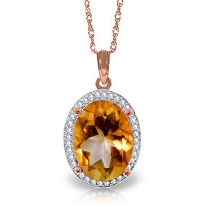 ALARRI 4.88 CTW 14K Solid Rose Gold Loren Citrine Diamond Necklace