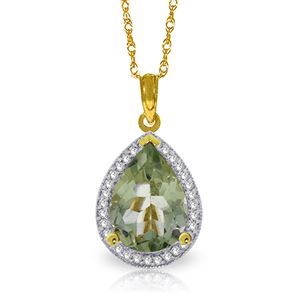 ALARRI 3.36 CTW 14K Solid Gold Lana Green Amethyst Diamond Necklace