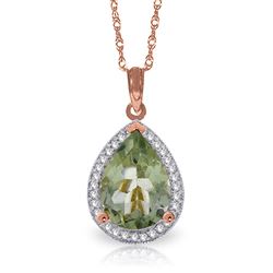 ALARRI 3.36 CTW 14K Solid Rose Gold Necklace Natural Diamond Green Amethyst