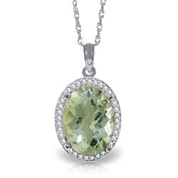 ALARRI 5.08 CTW 14K Solid White Gold Time Heals Green Amethyst Diamond Necklace