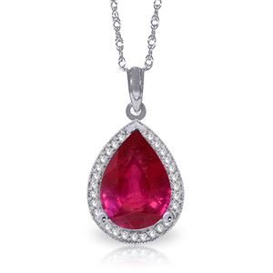 ALARRI 5.51 Carat 14K Solid White Gold Rouge Ruby Diamond Necklace