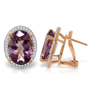 ALARRI 10.56 CTW 14K Solid Rose Gold Oval Amethyst Diamond Earrings