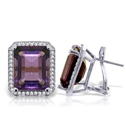 ALARRI 11.6 Carat 14K Solid White Gold Dance Gently Love Amethyst Diamond Ear