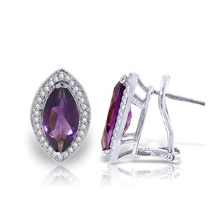 ALARRI 3.6 Carat 14K Solid White Gold Above All Else Amethyst Diamond Earrings