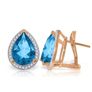 ALARRI 9.32 CTW 14K Solid Rose Gold French Clips Earrings Diamond Blue Topaz