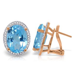 ALARRI 15.16 CTW 14K Solid Rose Gold Oval Blue Topaz Diamond Earrings