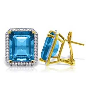 ALARRI 15.6 Carat 14K Solid Gold Isabella Blue Topaz Diamond Earrings