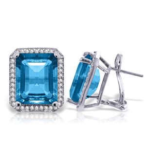 ALARRI 15.6 CTW 14K Solid White Gold Many Tomorrows Blue Topaz Diamond Earrings