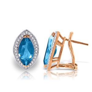 ALARRI 4.8 Carat 14K Solid Rose Gold Marquis Blue Topaz Diamond Earrings