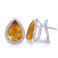 ALARRI 7.32 CTW 14K Solid White Gold French Clips Earrings Diamond Citrine