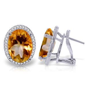 ALARRI 9.76 Carat 14K Solid White Gold Dancefloor Citrine Diamond Earrings