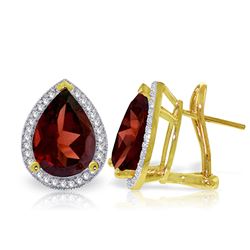 ALARRI 8.12 Carat 14K Solid Gold French Clips Earrings Diamond Garnet