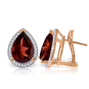 ALARRI 8.12 Carat 14K Solid Rose Gold French Clips Earrings Diamond Garnet