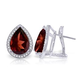 ALARRI 8.12 Carat 14K Solid White Gold French Clips Earrings Diamond Garnet