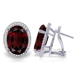 ALARRI 12.46 Carat 14K Solid White Gold Garnet Standard Garnet Diamond Earrings