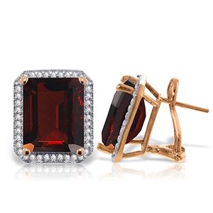 ALARRI 15.4 CTW 14K Solid Rose Gold Octagon Garnet Diamond Earrings