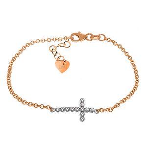 ALARRI 0.18 Carat 14K Solid Rose Gold Cross Bracelet Natural Diamond