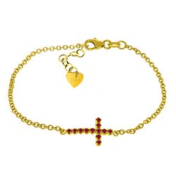 ALARRI 0.3 CTW 14K Solid Gold Cross Bracelet Natural Ruby