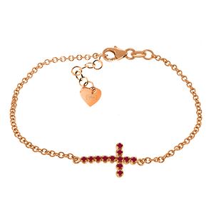 ALARRI 0.3 Carat 14K Solid Rose Gold Cross Bracelet Natural Ruby