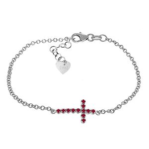 ALARRI 0.3 Carat 14K Solid White Gold Cross Bracelet Natural Ruby