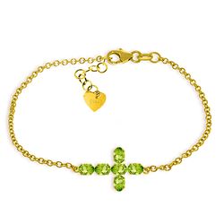 ALARRI 1.7 CTW 14K Solid Gold Cross Bracelet Natural Peridot