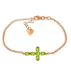 ALARRI 1.7 CTW 14K Solid Rose Gold Cross Bracelet Natural Peridot