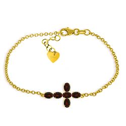 ALARRI 1.7 Carat 14K Solid Gold Cross Bracelet Natural Garnet