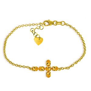 ALARRI 1.7 Carat 14K Solid Gold Cross Bracelet Natural Citrine