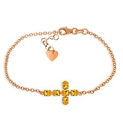 ALARRI 1.7 Carat 14K Solid Rose Gold Cross Bracelet Natural Citrine