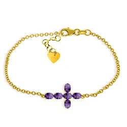 ALARRI 1.7 Carat 14K Solid Gold Cross Bracelet Natural Amethyst