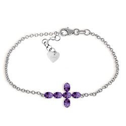 ALARRI 1.7 Carat 14K Solid White Gold Cross Bracelet Natural Amethyst