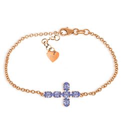 ALARRI 1.7 CTW 14K Solid Rose Gold Cross Bracelet Natural Tanzanite