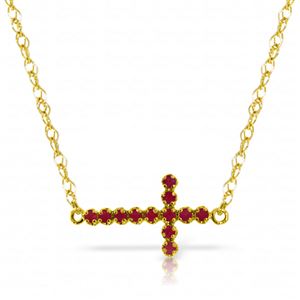 ALARRI 0.3 CTW 14K Solid Gold Horizontal Cross Ruby Necklace