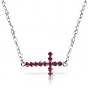 ALARRI 0.3 CTW 14K Solid White Gold Love Is Never Jealous Ruby Necklace